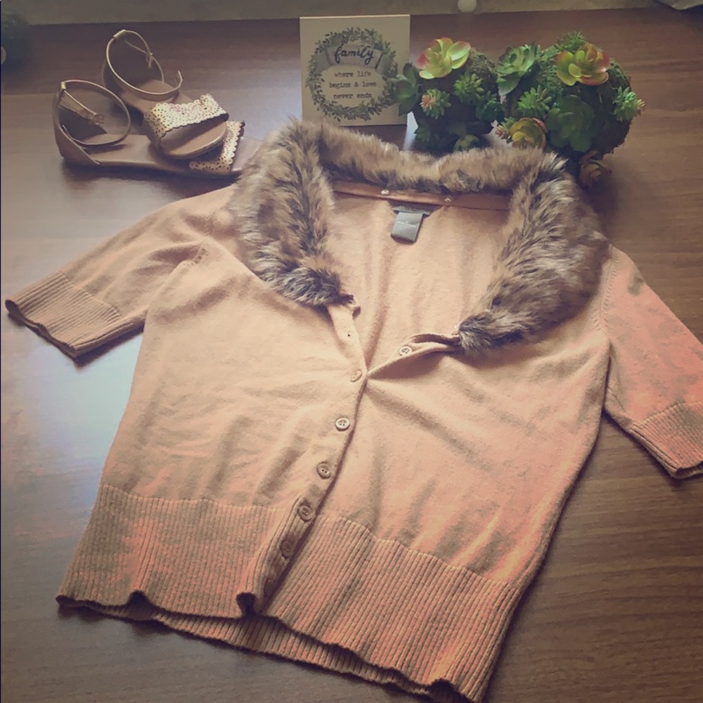 Faux fur button up cardigan